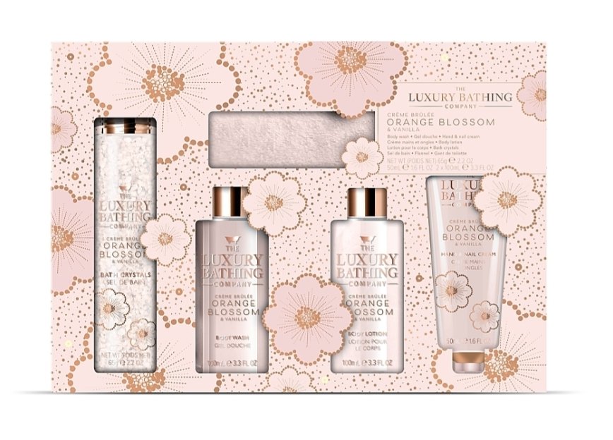 The Luxury Bathing Company - Toalha de Rosto + Gel de Banho + Hidratante + Hidratante para mãos e unhas + Sais de banho/ Orange Blossom